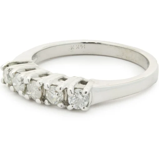 14 Karat White Gold Five Diamond Band