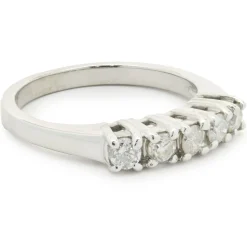 14 Karat White Gold Five Diamond Band