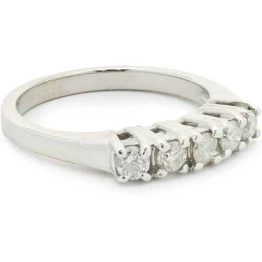 14 Karat White Gold Five Diamond Band