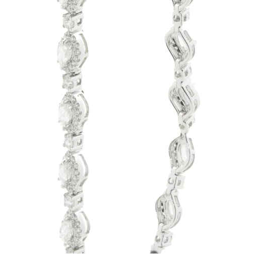 18 Karat White Gold Flame Cut Diamond Inline Bracelet