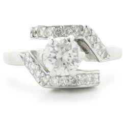14 Karat White Gold Geometric Bypass Diamond Engagement Ring