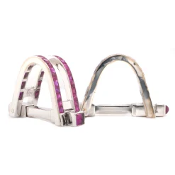 14 Karat White Gold Geometric Ruby Cufflinks