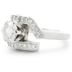 14 Karat White Gold Geometric Bypass Diamond Engagement Ring
