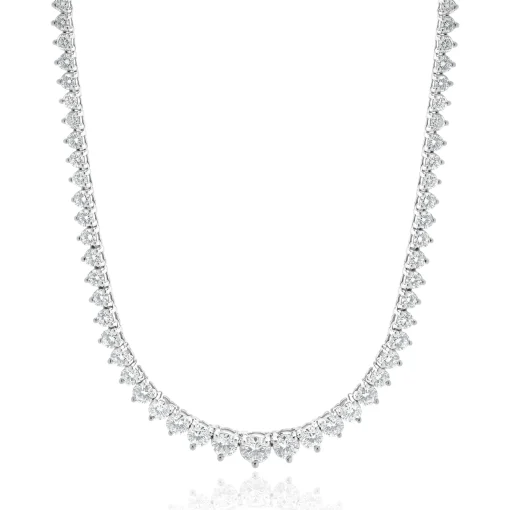 18 Karat White Gold Graduated Diamond Tennis Necklace