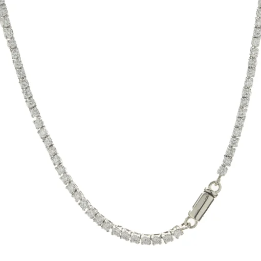 14 Karat White Gold Graduated Diamond Tennis Necklace