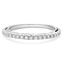 18 Karat White Gold Hidden Filigree Diamond Band