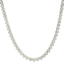 14 Karat White Gold Illusion Set Diamond Inline Tennis Necklace