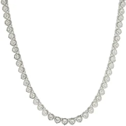 14 Karat White Gold Illusion Set Diamond Inline Tennis Necklace