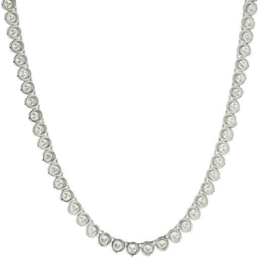 14 Karat White Gold Illusion Set Diamond Inline Tennis Necklace
