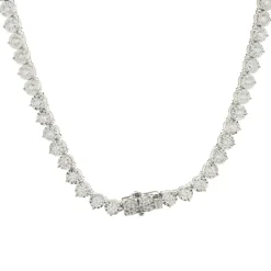 14 Karat White Gold Illusion Set Diamond Inline Tennis Necklace