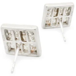 14 Karat White Gold Invisible Set Diamond Stud Earrings