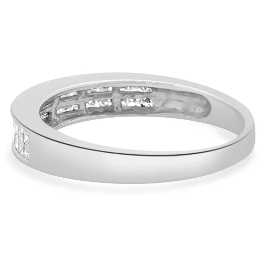 14 Karat White Gold Invisible Set Double Row Diamond Band