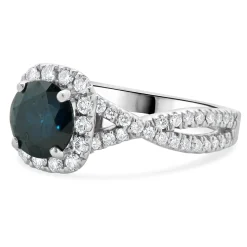 14 Karat White Gold Irradiated Blue Diamond Engagement Ring