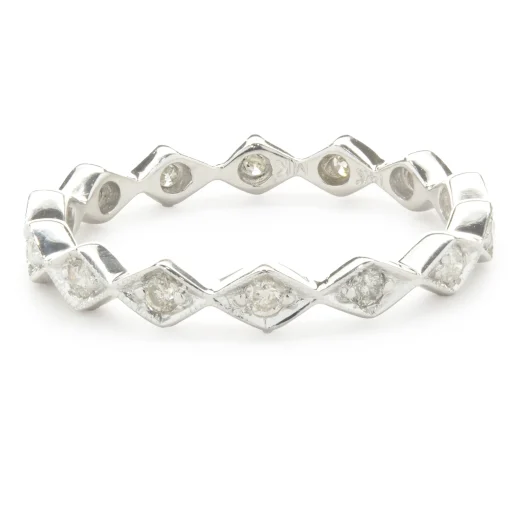 14 Karat White Gold Kite Shape Diamond Eternity Band