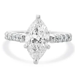 14 Karat White Gold Marquise Cut Diamond Engagement Ring