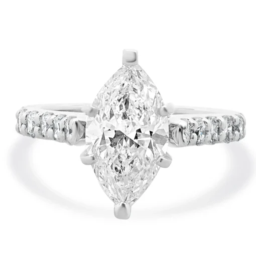 14 Karat White Gold Marquise Cut Diamond Engagement Ring