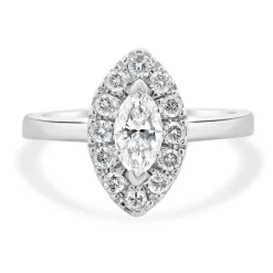 14 Karat White Gold Marquise Cut Diamond Engagement Ring