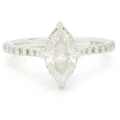 14 Karat White Gold Marquise Cut Diamond Engagement Ring