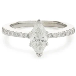 18 Karat White Gold Marquise Cut Diamond Engagement Ring