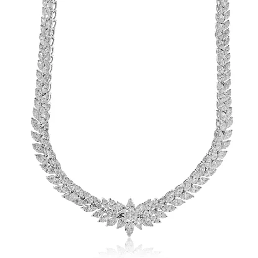 18 Karat White Gold Marquise Cut Diamond Collar Necklace