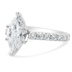 14 Karat White Gold Marquise Cut Diamond Engagement Ring