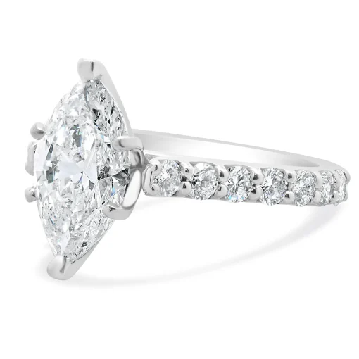 14 Karat White Gold Marquise Cut Diamond Engagement Ring