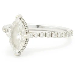 14 Karat White Gold Marquise Cut Diamond Engagement Ring