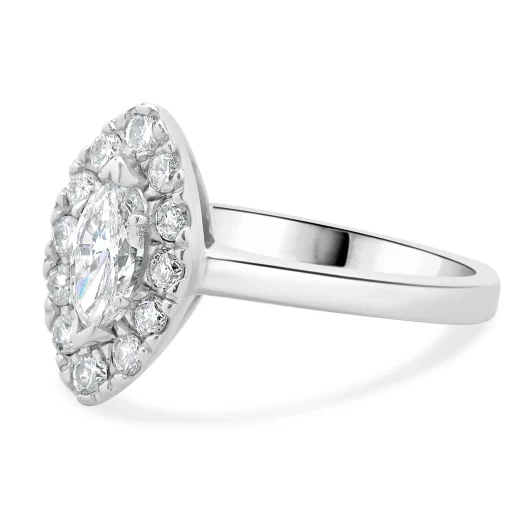 14 Karat White Gold Marquise Cut Diamond Engagement Ring
