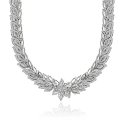 18 Karat White Gold Marquise Cut Diamond Collar Necklace