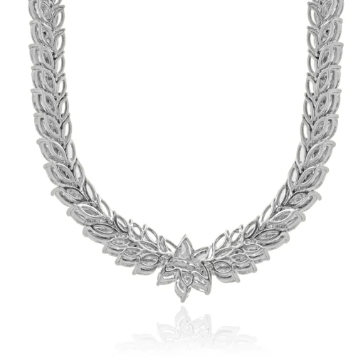 18 Karat White Gold Marquise Cut Diamond Collar Necklace