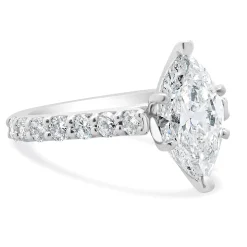 14 Karat White Gold Marquise Cut Diamond Engagement Ring