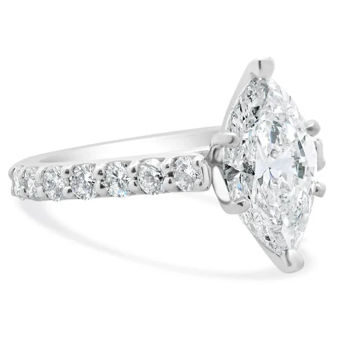 14 Karat White Gold Marquise Cut Diamond Engagement Ring
