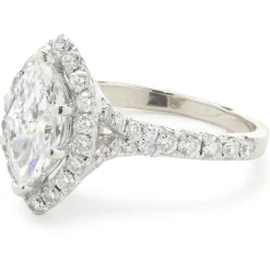 14 Karat White Gold Marquise Cut Diamond Engagement Ring
