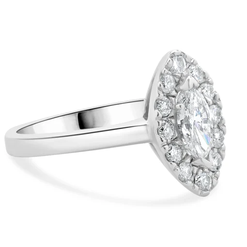14 Karat White Gold Marquise Cut Diamond Engagement Ring