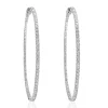 14 Karat White Gold 53MM Diamond Inside Outside Hoop Earrings