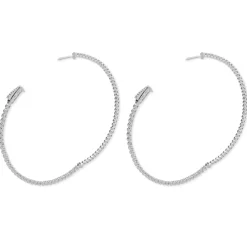 14 Karat White Gold 53MM Diamond Inside Outside Hoop Earrings