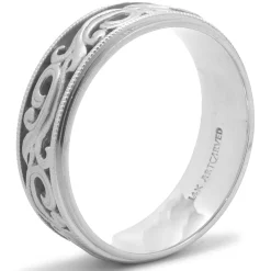 14 Karat White Gold 7MM Filigree Band