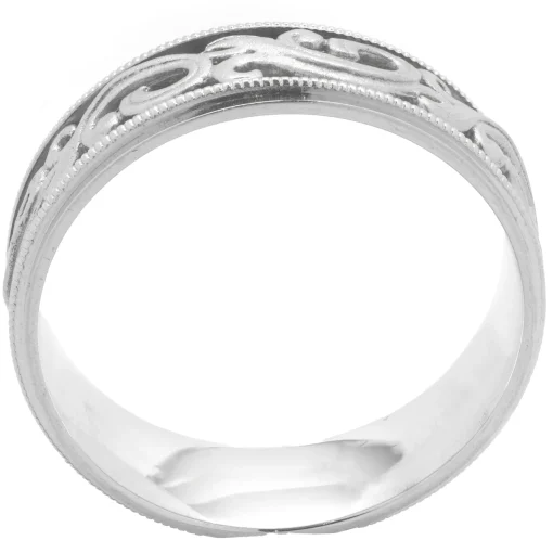14 Karat White Gold 7MM Filigree Band