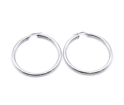 14 Karat White Gold 45MM Hoop Earrings