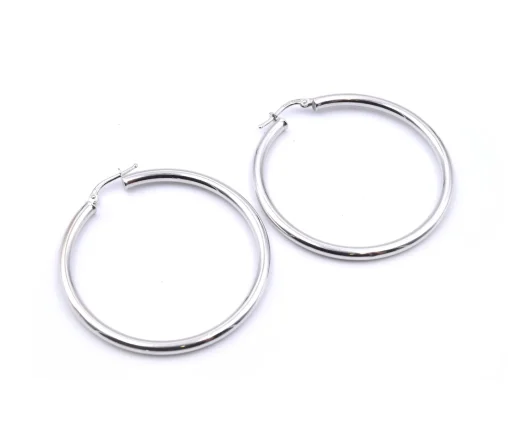 14 Karat White Gold 45MM Hoop Earrings