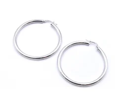 14 Karat White Gold 45MM Hoop Earrings