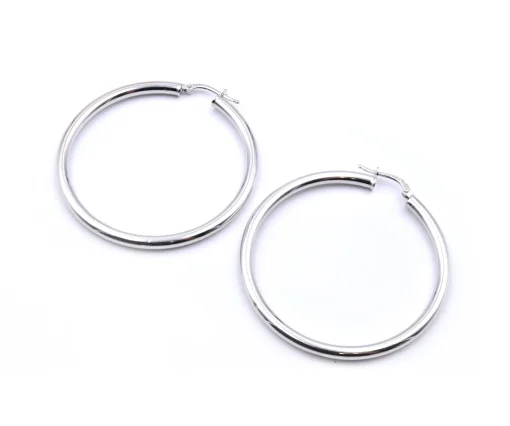 14 Karat White Gold 45MM Hoop Earrings
