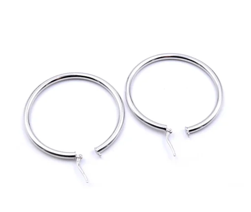 14 Karat White Gold 45MM Hoop Earrings