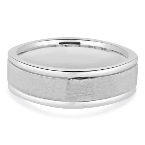 14 Karat White Gold 7MM Square Band