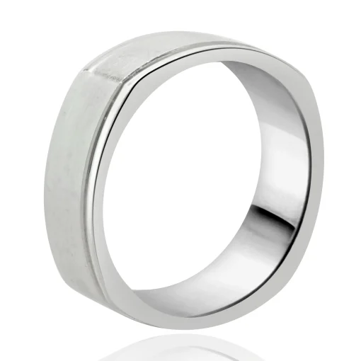 14 Karat White Gold 7MM Square Band