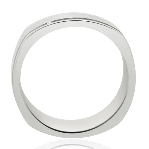 14 Karat White Gold 7MM Square Band