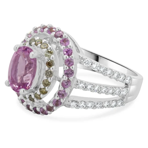 18 Karat White Gold Morganite and Diamond Fashion Ring