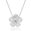 18 Karat White Gold Mosaic Set Diamond Flower Necklace
