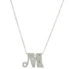 14 Karat White Gold Mosaic Set Diamond M Necklace