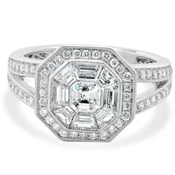 18 Karat White Gold Mosaic Set Diamond Ring
